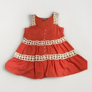 Anthropologie Vanessa Virginia Floral Crochet Melisande Tank Top Sz 4 Orange